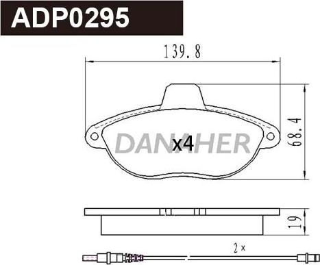 Danaher ADP0295 - Kit de plaquettes de frein, frein à disque cwaw.fr