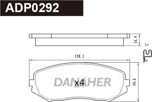 Danaher ADP0292 - Kit de plaquettes de frein, frein à disque cwaw.fr