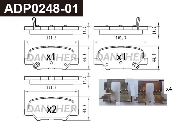 Danaher ADP0248-01 - Kit de plaquettes de frein, frein à disque cwaw.fr