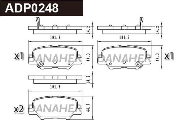 Danaher ADP0248 - Kit de plaquettes de frein, frein à disque cwaw.fr