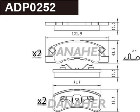 Danaher ADP0252 - Kit de plaquettes de frein, frein à disque cwaw.fr