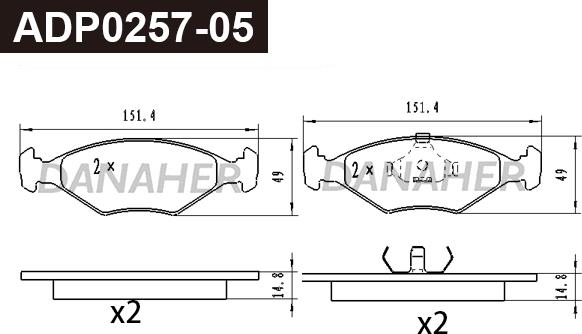 Danaher ADP0257-05 - Kit de plaquettes de frein, frein à disque cwaw.fr