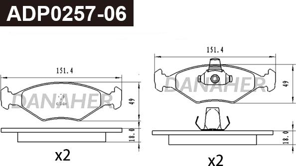 Danaher ADP0257-06 - Kit de plaquettes de frein, frein à disque cwaw.fr