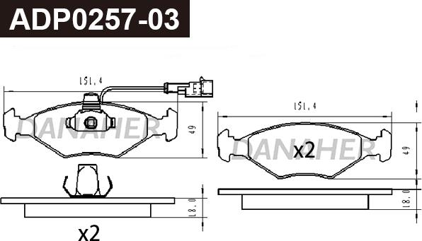 Danaher ADP0257-03 - Kit de plaquettes de frein, frein à disque cwaw.fr