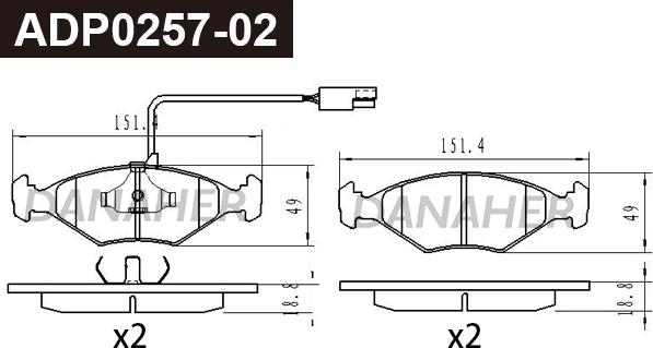 Danaher ADP0257-02 - Kit de plaquettes de frein, frein à disque cwaw.fr