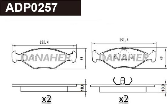 Danaher ADP0257 - Kit de plaquettes de frein, frein à disque cwaw.fr