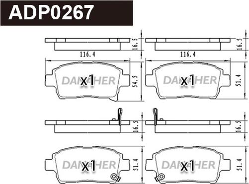 Danaher ADP0267 - Kit de plaquettes de frein, frein à disque cwaw.fr