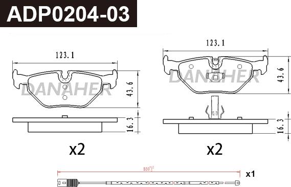 Danaher ADP0204-03 - Kit de plaquettes de frein, frein à disque cwaw.fr