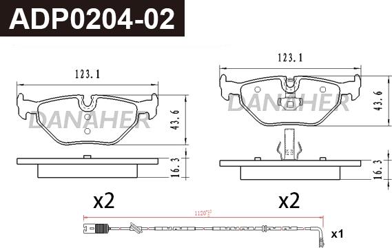 Danaher ADP0204-02 - Kit de plaquettes de frein, frein à disque cwaw.fr