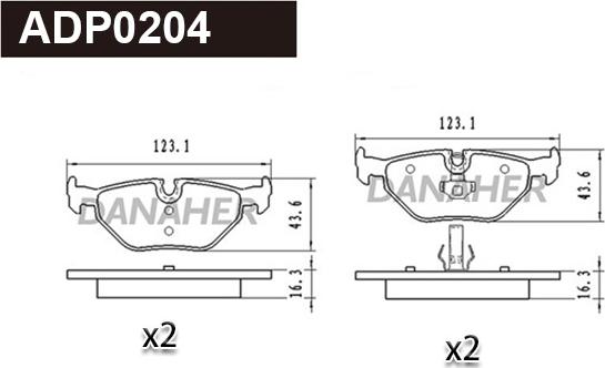 Danaher ADP0204 - Kit de plaquettes de frein, frein à disque cwaw.fr