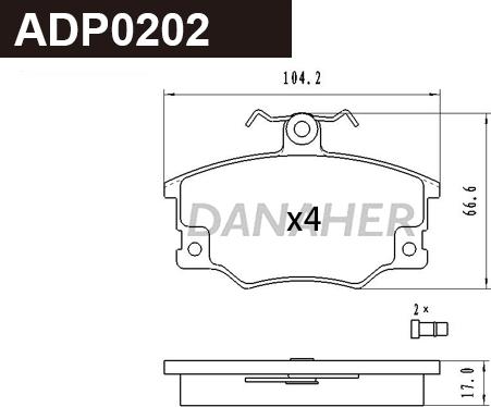 Danaher ADP0202 - Kit de plaquettes de frein, frein à disque cwaw.fr