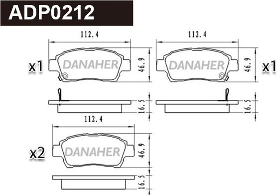 Danaher ADP0212 - Kit de plaquettes de frein, frein à disque cwaw.fr