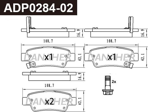 Danaher ADP0284-02 - Kit de plaquettes de frein, frein à disque cwaw.fr