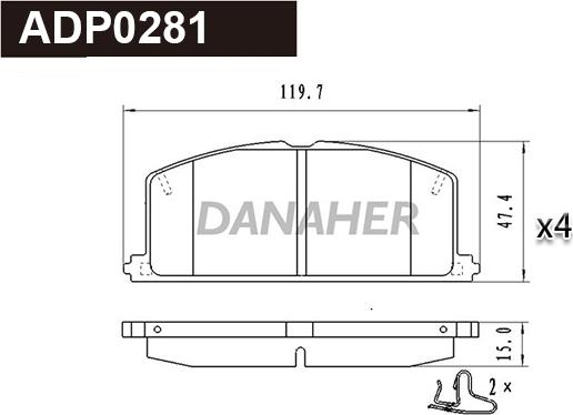 Danaher ADP0281 - Kit de plaquettes de frein, frein à disque cwaw.fr