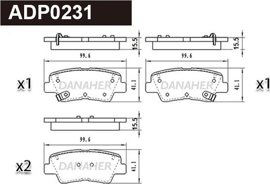 Danaher ADP0231 - Kit de plaquettes de frein, frein à disque cwaw.fr