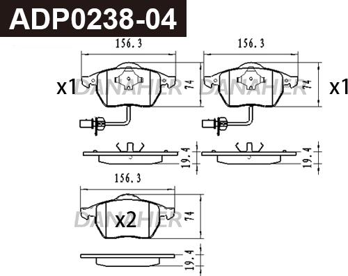 Danaher ADP0238-04 - Kit de plaquettes de frein, frein à disque cwaw.fr