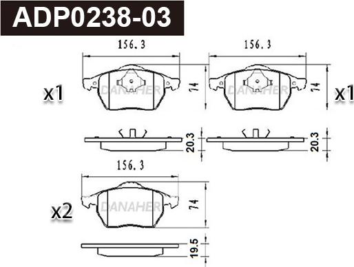 Danaher ADP0238-03 - Kit de plaquettes de frein, frein à disque cwaw.fr