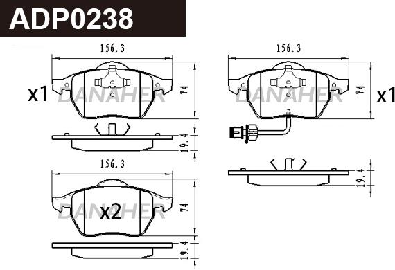 Danaher ADP0238 - Kit de plaquettes de frein, frein à disque cwaw.fr