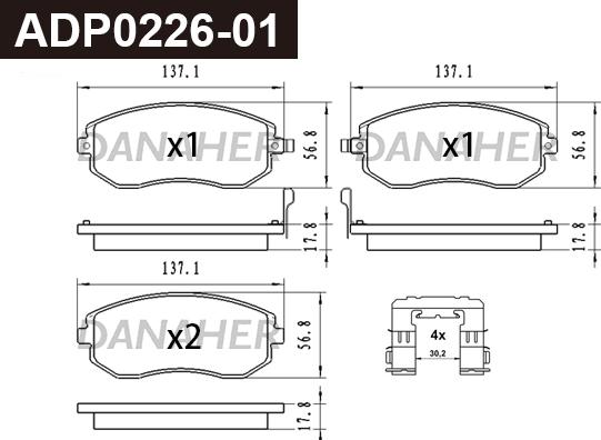 Danaher ADP0226-01 - Kit de plaquettes de frein, frein à disque cwaw.fr