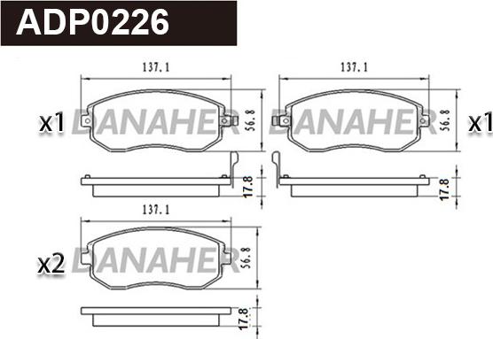 Danaher ADP0226 - Kit de plaquettes de frein, frein à disque cwaw.fr