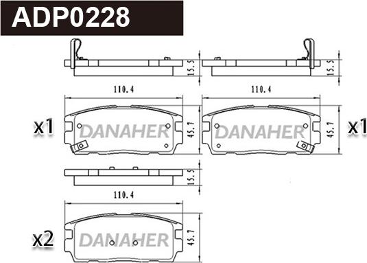 Danaher ADP0228 - Kit de plaquettes de frein, frein à disque cwaw.fr