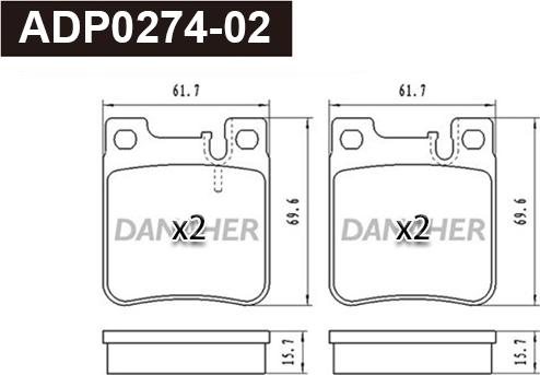 Danaher ADP0274-02 - Kit de plaquettes de frein, frein à disque cwaw.fr