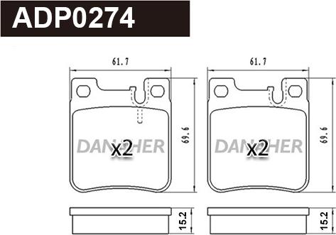 Danaher ADP0274 - Kit de plaquettes de frein, frein à disque cwaw.fr