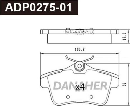 Danaher ADP0275-01 - Kit de plaquettes de frein, frein à disque cwaw.fr