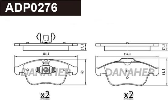 Danaher ADP0276 - Kit de plaquettes de frein, frein à disque cwaw.fr