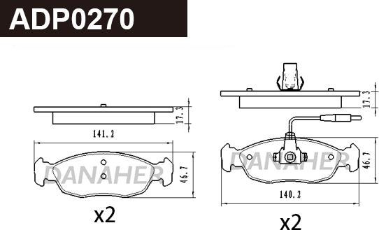 Danaher ADP0270 - Kit de plaquettes de frein, frein à disque cwaw.fr