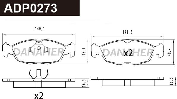 Danaher ADP0273 - Kit de plaquettes de frein, frein à disque cwaw.fr