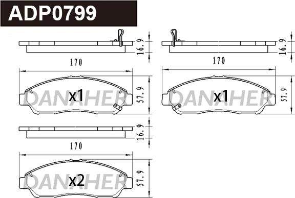 Danaher ADP0799 - Kit de plaquettes de frein, frein à disque cwaw.fr