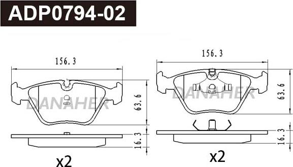 Danaher ADP0794-02 - Kit de plaquettes de frein, frein à disque cwaw.fr