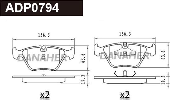 Danaher ADP0794 - Kit de plaquettes de frein, frein à disque cwaw.fr