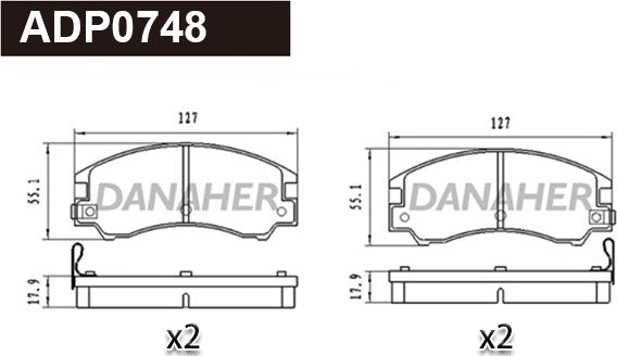 Danaher ADP0748 - Kit de plaquettes de frein, frein à disque cwaw.fr