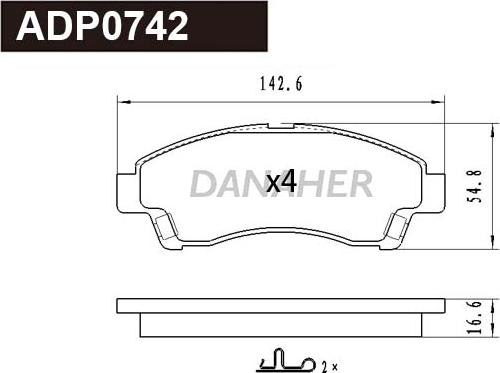 Danaher ADP0742 - Kit de plaquettes de frein, frein à disque cwaw.fr