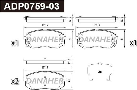 Danaher ADP0759-03 - Kit de plaquettes de frein, frein à disque cwaw.fr