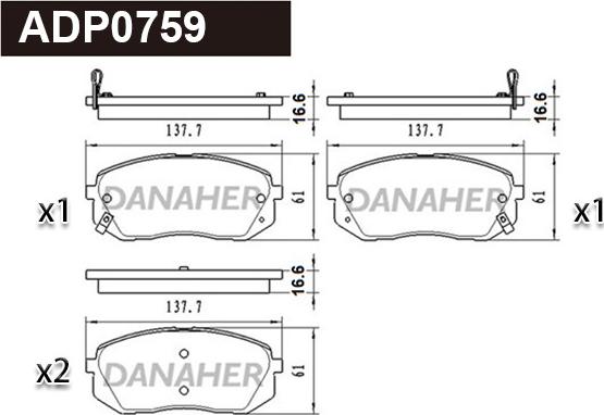 Danaher ADP0759 - Kit de plaquettes de frein, frein à disque cwaw.fr