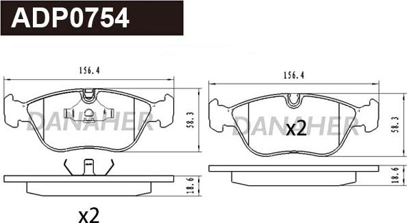 Danaher ADP0754 - Kit de plaquettes de frein, frein à disque cwaw.fr