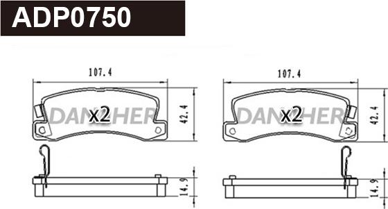 Danaher ADP0750 - Kit de plaquettes de frein, frein à disque cwaw.fr