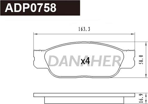 Danaher ADP0758 - Kit de plaquettes de frein, frein à disque cwaw.fr