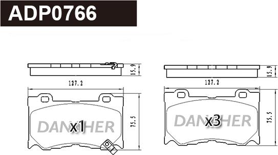 Danaher ADP0766 - Kit de plaquettes de frein, frein à disque cwaw.fr