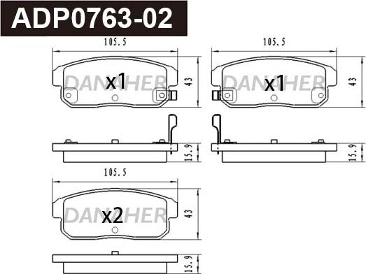 Danaher ADP0763-02 - Kit de plaquettes de frein, frein à disque cwaw.fr