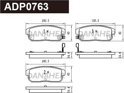 Danaher ADP0763 - Kit de plaquettes de frein, frein à disque cwaw.fr