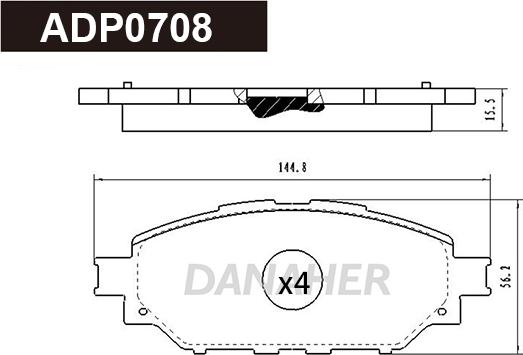 Danaher ADP0708 - Kit de plaquettes de frein, frein à disque cwaw.fr