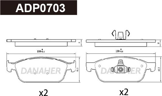 Danaher ADP0703 - Kit de plaquettes de frein, frein à disque cwaw.fr