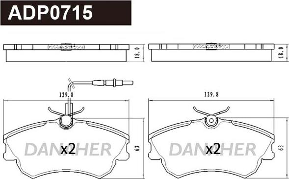 Danaher ADP0715 - Kit de plaquettes de frein, frein à disque cwaw.fr