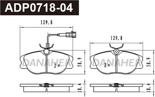 Danaher ADP0718-04 - Kit de plaquettes de frein, frein à disque cwaw.fr