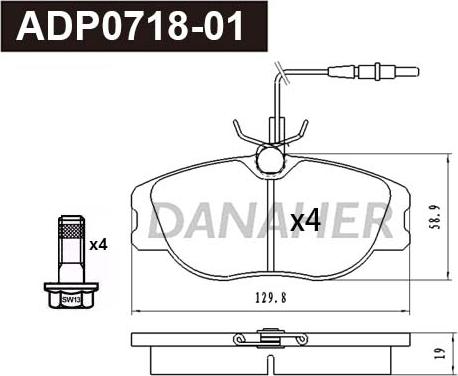 Danaher ADP0718-01 - Kit de plaquettes de frein, frein à disque cwaw.fr