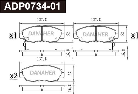 Danaher ADP0734-01 - Kit de plaquettes de frein, frein à disque cwaw.fr